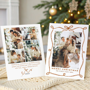 Funky Kerstmis Boho Beige Strik Band 5 Foto Feestdagenkaart