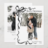 Funky Kerstmis Boho Zwarte Strik Lint 2 Foto Feestdagenkaart (Voorkant / Achterkant)