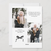 Funky Kerstmis Boho Zwarte Strik Lint 3 Foto Feestdagenkaart (Achterkant)