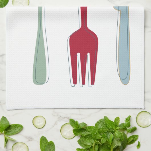 Funky Keukengerei Midden-eeuw Retro Theedoek (Gevouwen)