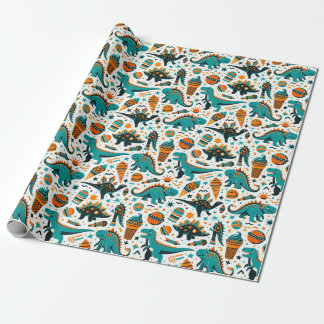 funky Kind Dinoaur patroon Wrapping Paper Cadeaupapier