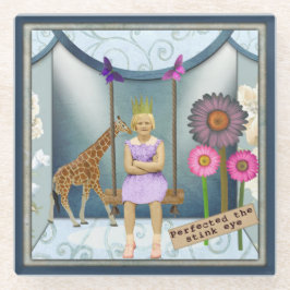 Funky  Kind Veranderde Kunstcollage Glazen Onderzetter