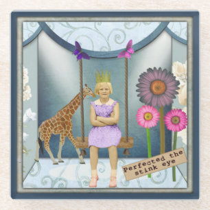 Funky  Kind Veranderde Kunstcollage Glazen Onderzetter