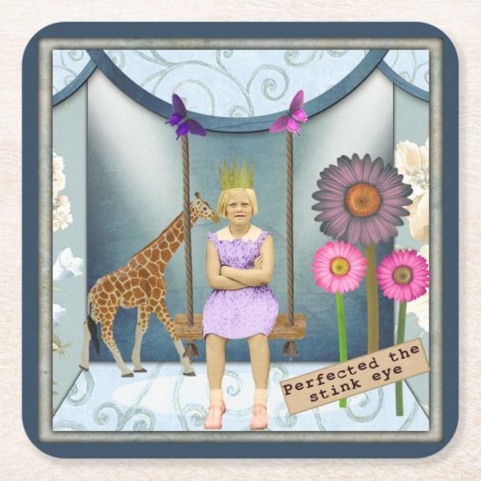 Funky  Kind Veranderde Kunstcollage Kartonnen Onderzetters (Voorkant)