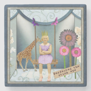 Funky  Kind Veranderde Kunstcollage Stenen Onderzetter