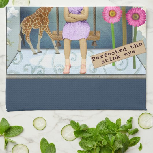 Funky  Kind Veranderde Kunstcollage Theedoek (Gevouwen)