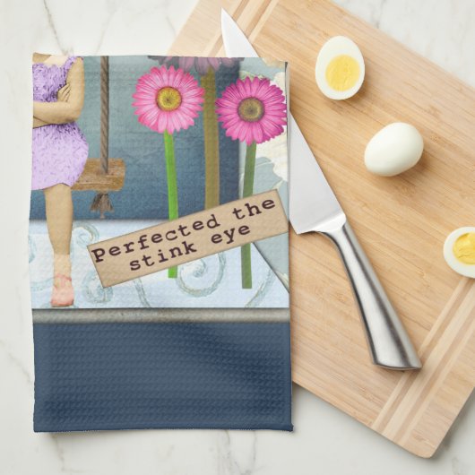 Funky  Kind Veranderde Kunstcollage Theedoek (Quarter Fold)