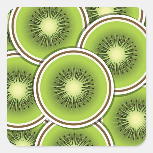 Funky kiwi-vruchtenmoes vierkante sticker (Voorkant)