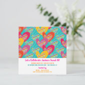 Funky Kleur Retro Pop Harten Meisje Verjaardagsuit Kaart (Staand voorkant)