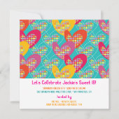 Funky Kleur Retro Pop Harten Meisje Verjaardagsuit Kaart (Voorkant)