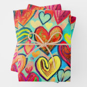 Funky Kleuren Hart Patroon Mix Inpakpapier Vel (In situ)