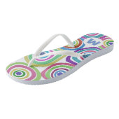 Funky Kleurrijk Retro Cirkels Patroon Monogram Teenslippers (Schuin)