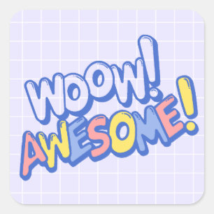 Funky Kleurrijk Wow Geweldige Leraar Student Belon Vierkante Sticker