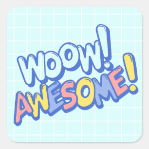 Funky Kleurrijk Wow Geweldige Leraar Student Belon Vierkante Sticker