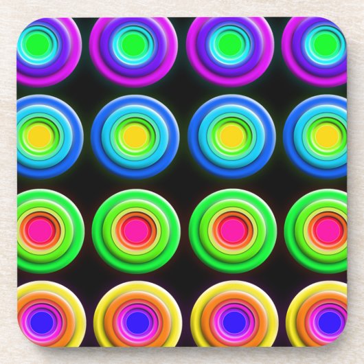 Funky Kleurrijke 3D Cirkels Bier Onderzetter (Voorkant)