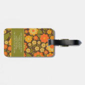 Funky Kleurrijke Aardse Bloemen Patroon - Monogram Bagagelabel (Achterkant horizontaal)