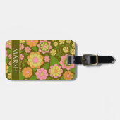 Funky Kleurrijke Aardse Bloemen Patroon - Monogram Bagagelabel (Voorkant horizontaal)