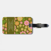 Funky Kleurrijke Aardse Bloemen Patroon - Monogram Bagagelabel (Achterkant horizontaal)