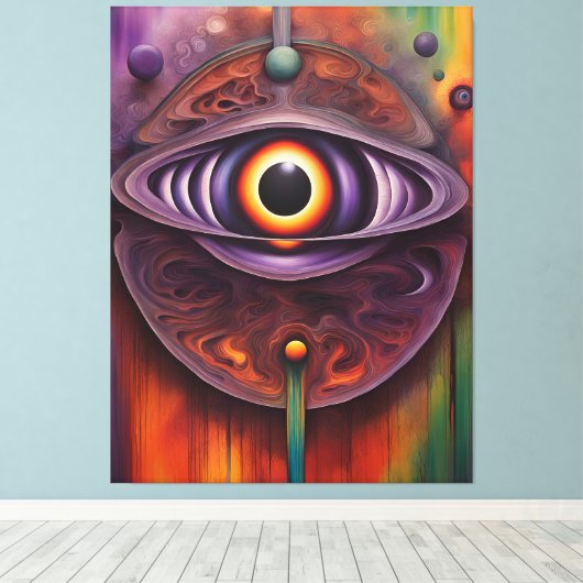 Funky kleurrijke Abstract Eye Canvas Afdruk (Insitu (Houten vloer))