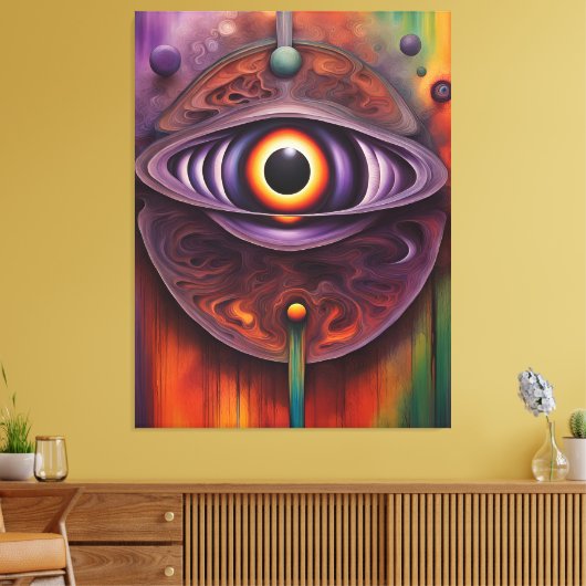 Funky kleurrijke Abstract Eye Canvas Afdruk (Insitu (Woonkamer))