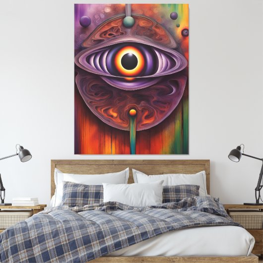 Funky kleurrijke Abstract Eye Canvas Afdruk (Insitu (Slaapkamer))