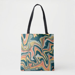 Funky Kleurrijke Artistieke Marmer Werveling Ebru Tote Bag
