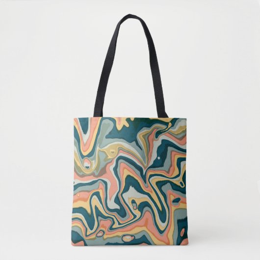 Funky Kleurrijke Artistieke Marmer Werveling Ebru Tote Bag (Voorkant)