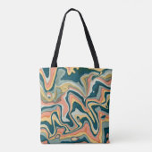 Funky Kleurrijke Artistieke Marmer Werveling Ebru Tote Bag (Achterkant)