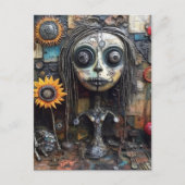 Funky kleurrijke Assemblage Gemengde Media Collage Briefkaart (Voorkant)