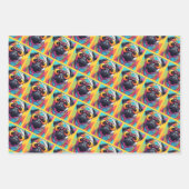 Funky kleurrijke hond met zonnebril neon inpakpapier vel (Voorkant)