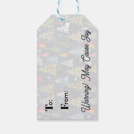 Funky kleurrijke kerstbomen cadeaulabel (Achterkant)