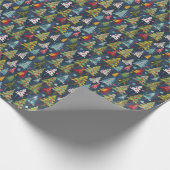 Funky kleurrijke kerstbomen cadeaupapier (Hoek)