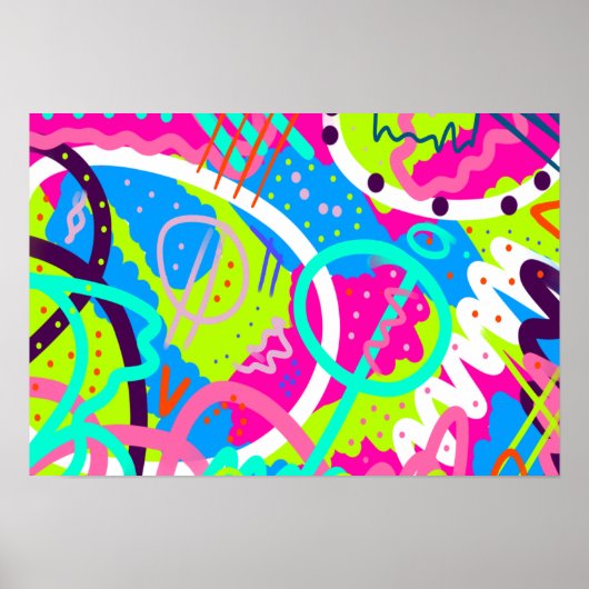 Funky Kleurrijke Pop Art  Poster (Voorkant)
