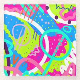Funky kleurrijke Pop kunst Glazen Onderzetter