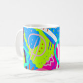 Funky kleurrijke Pop kunst Koffiemok (Voorkant links)