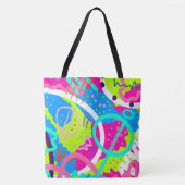Funky kleurrijke Pop kunst Tote Bag (Voorkant)