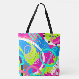 Funky kleurrijke Pop kunst Tote Bag