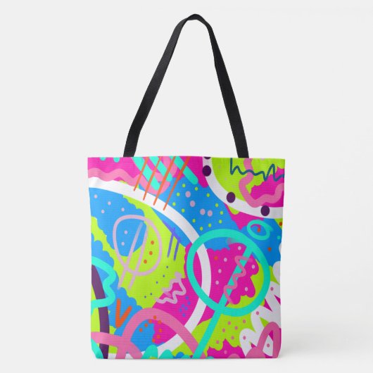 Funky kleurrijke Pop kunst Tote Bag (Voorkant)