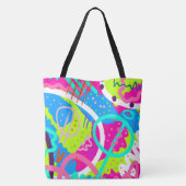 Funky kleurrijke Pop kunst Tote Bag (Achterkant)