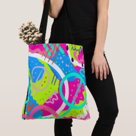 Funky kleurrijke Pop kunst Tote Bag