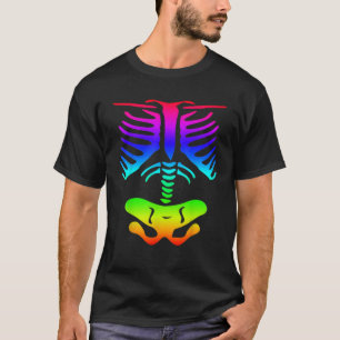 Funky Kleurrijke Regenboog Skelet Rib Cage Hallowe T-shirt