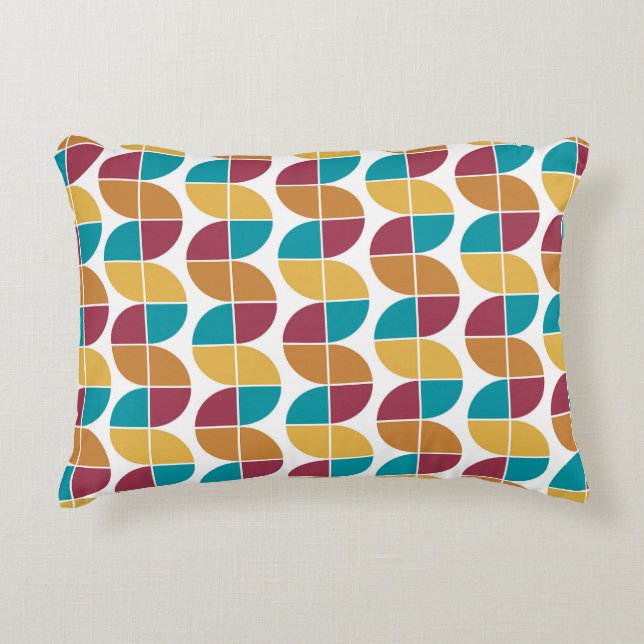 Funky Kleurrijke Retro  Geometrisch Patroon Accent Kussen (Voorkant)