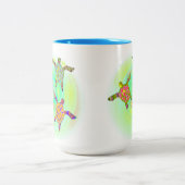 Funky kleurrijke schildpadden tweekleurige koffiemok (Center)