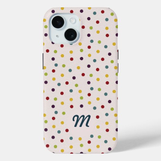 Funky Kleurrijke Stippenpatroon Monogram Case-Mate iPhone Case (Achterkant)