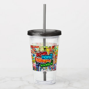 Funky Kleurrijke Streetart Graffiti Liefde Thuis H Acryl Drinkbeker