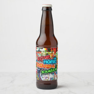 Funky Kleurrijke Streetart Graffiti Liefde Thuis H Bier Etiket