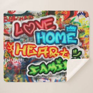Funky Kleurrijke Streetart Graffiti Liefde Thuis H Sherpa Deken