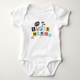 Funky Kleurrijke Typografie Super Hero Pow Boy Romper
