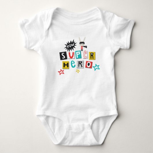 Funky Kleurrijke Typografie Super Hero Pow Boy Romper (Voorkant)