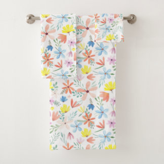 Funky Kleurrijke Waterverf Bloemenpatroon Bad Handdoek